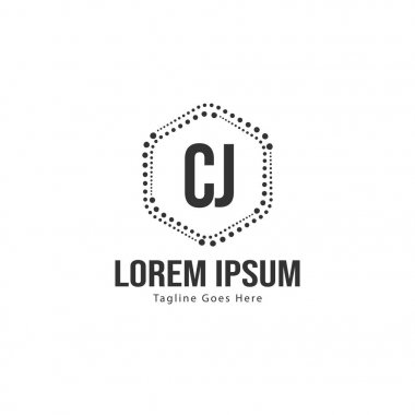 Modern çerçeve ile ilk Cj logo şablonu. Minimalist Cj harf logo vektör illüstrasyon