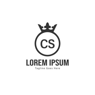 Modern çerçeveli ilk Cs logo şablonu. Minimalist Cs harf logo vektör illüstrasyon