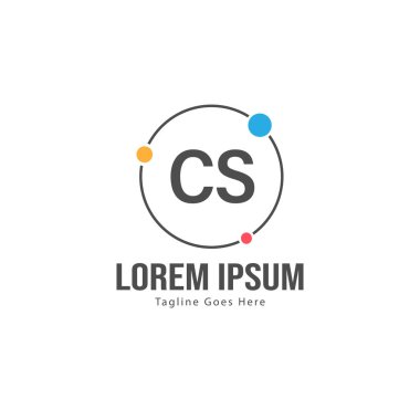 Modern çerçeveli ilk Cs logo şablonu. Minimalist Cs harf logo vektör illüstrasyon