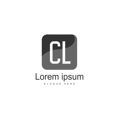 Modern çerçeveli ilk Cl logo şablonu. Minimalist Cl harf logosu vektör illüstrasyon