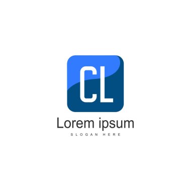 Modern çerçeveli ilk Cl logo şablonu. Minimalist Cl harf logosu vektör illüstrasyon