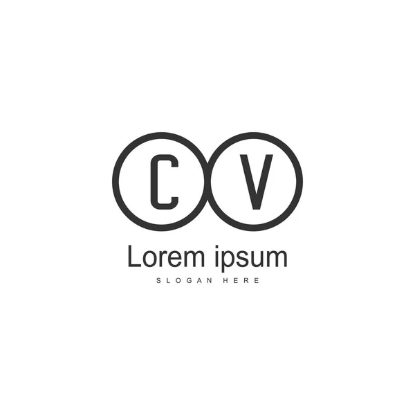 Initial CV logo template with modern frame. Minimalist CV letter logo vector illustration — Stock Vector