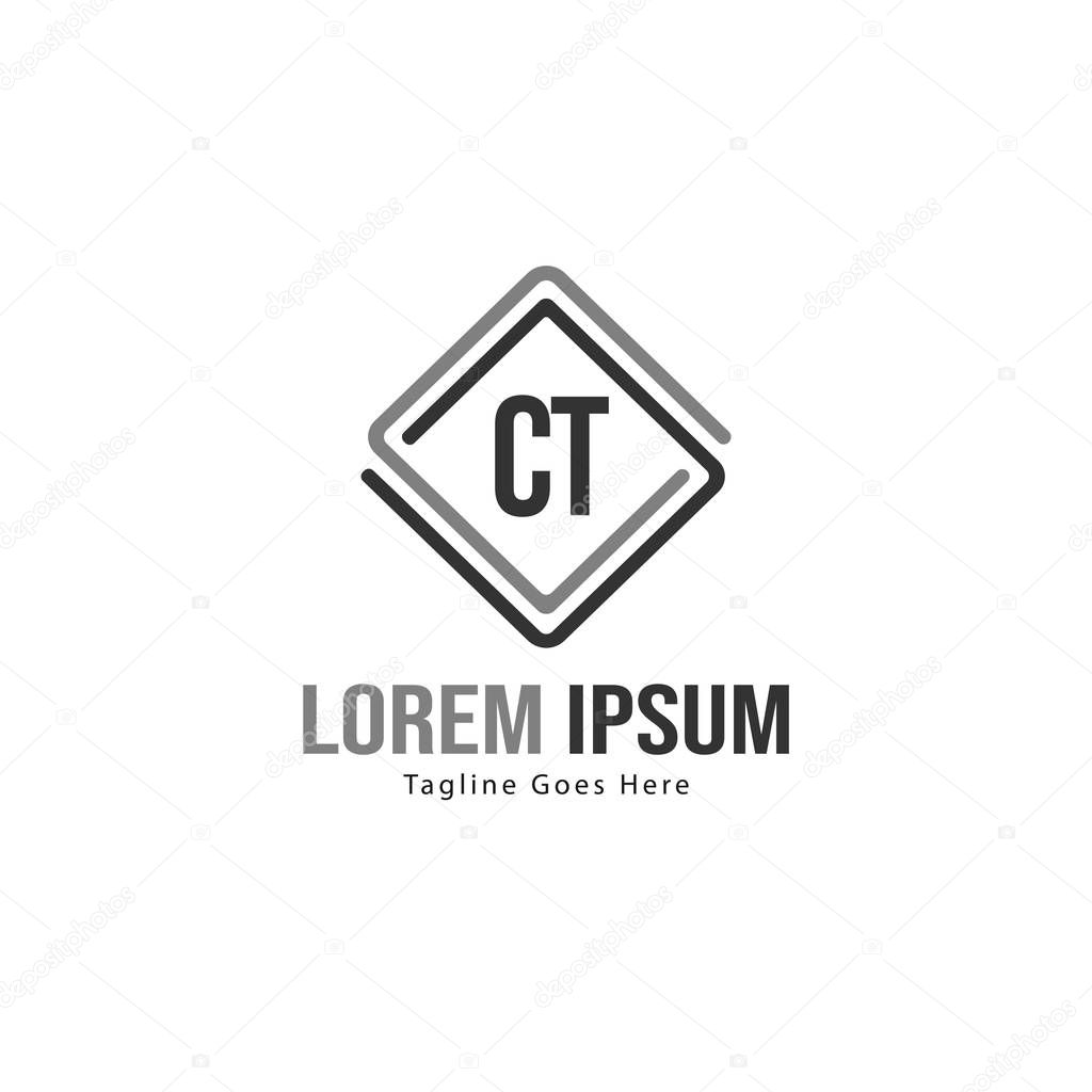 Initial CT logo template with modern frame. Minimalist CT letter logo vector illustration
