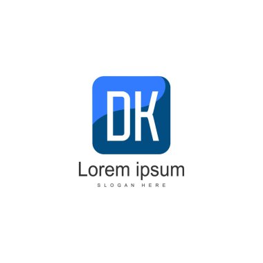 Modern çerçeveli ilk Dk logo şablonu. Minimalist Dk harf logo vektör illüstrasyon