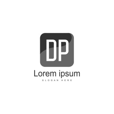 Modern çerçeveli ilk Dp logo şablonu. Minimalist Dp harf logo vektör illüstrasyon