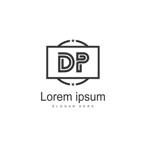 Modelo de logotipo DP inicial com moldura moderna. ilustração do vetor do logotipo da letra DP minimalista — Vetor de Stock