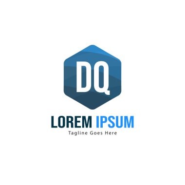 Modern çerçeveile ilk Dq logo şablonu. Minimalist Dq harfi logosu vektör illüstrasyon