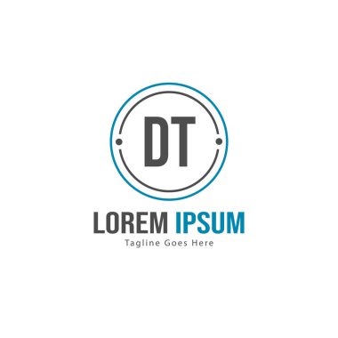 Modern çerçeveile ilk Dt logo şablonu. Minimalist Dt harf logo vektör illüstrasyon