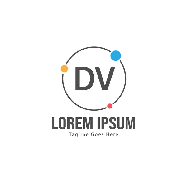 Initial DV logo template with modern frame. Minimalist DV letter logo vector illustration — Stock Vector