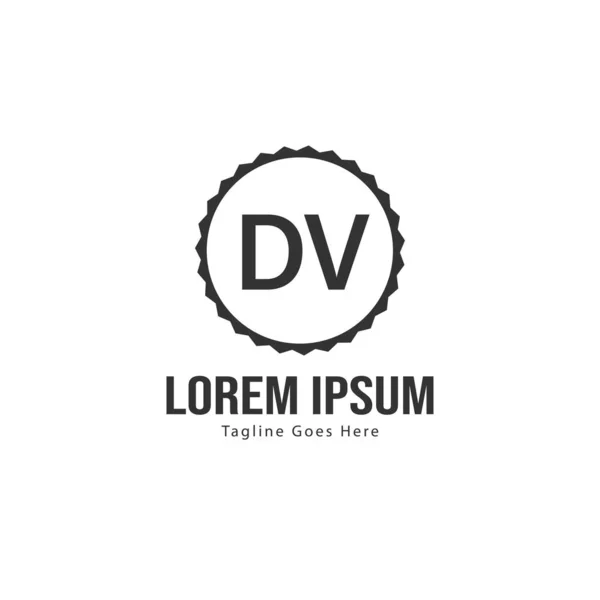 Initial DV logo template with modern frame. Minimalist DV letter logo vector illustration — Stock Vector