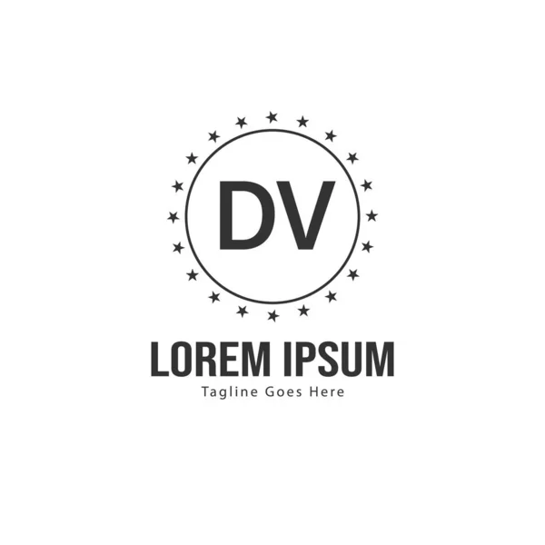 Initial DV logo template with modern frame. Minimalist DV letter logo vector illustration — Stock Vector