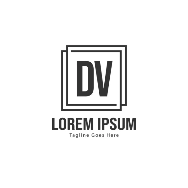 Initial DV logo template with modern frame. Minimalist DV letter logo vector illustration — Stock Vector