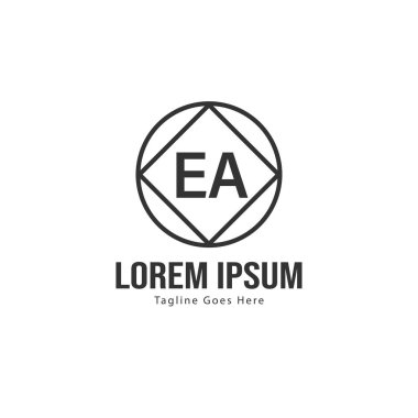Modern çerçeveile ilk Ea logo şablonu. Minimalist Ea harf logo vektör illüstrasyon