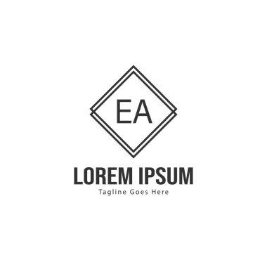 Modern çerçeveile ilk Ea logo şablonu. Minimalist Ea harf logo vektör illüstrasyon