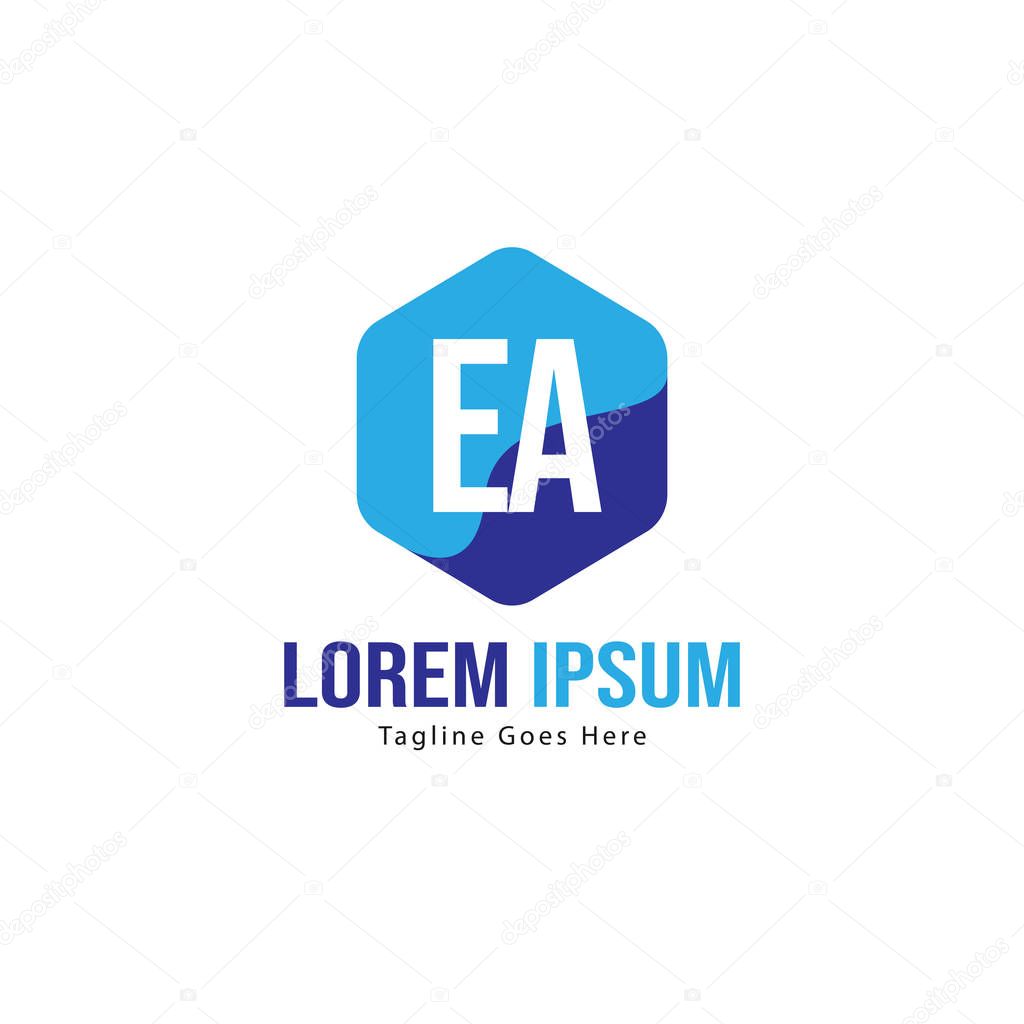 Initial EA logo template with modern frame. Minimalist EA letter logo vector illustration