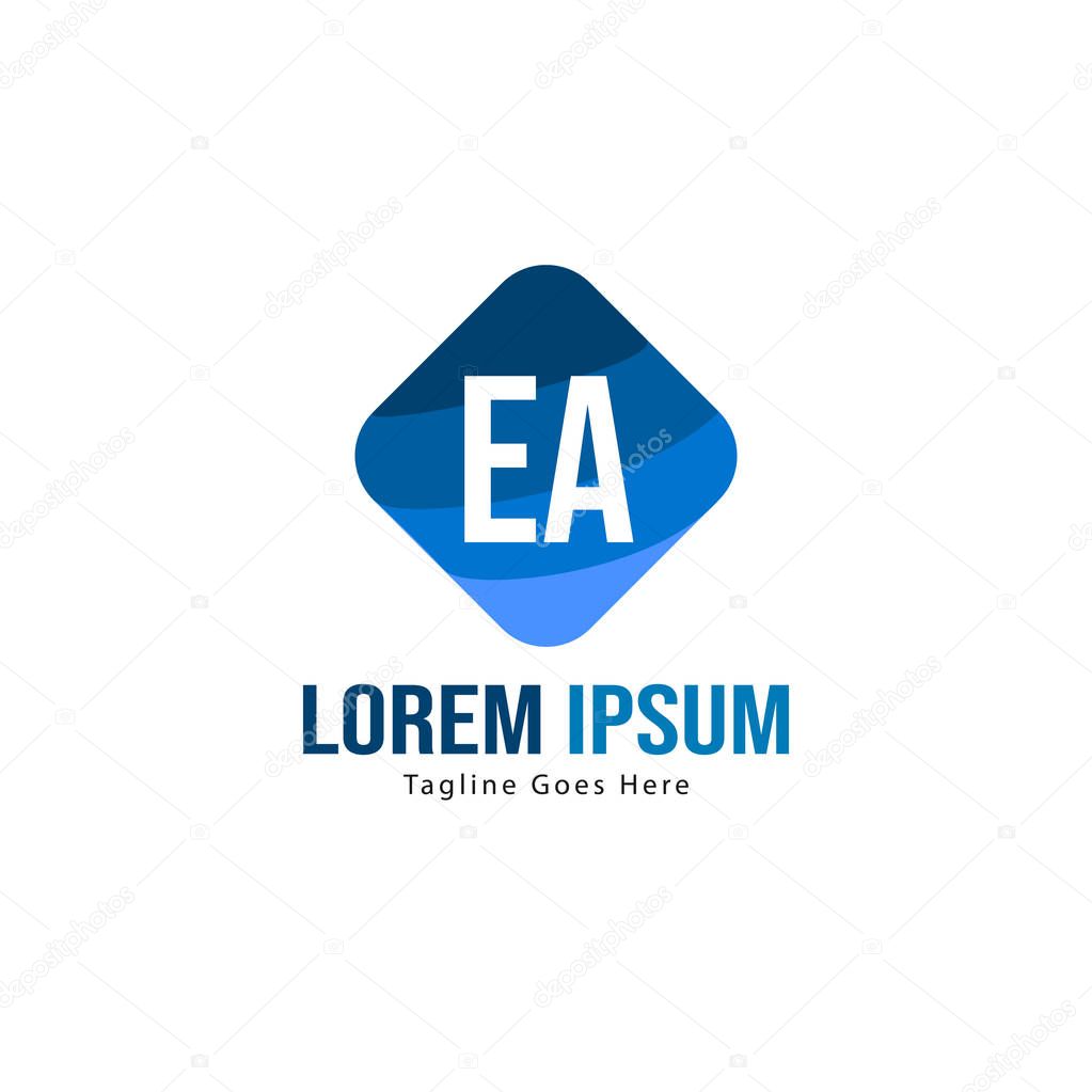 Initial EA logo template with modern frame. Minimalist EA letter logo vector illustration