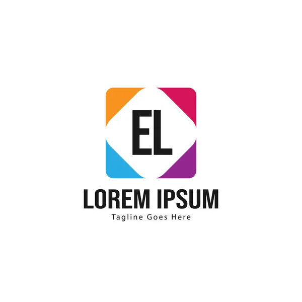 Modern çerçeveli ilk El logo şablonu. Minimalist El harfi logosu vektör illüstrasyon — Stok Vektör