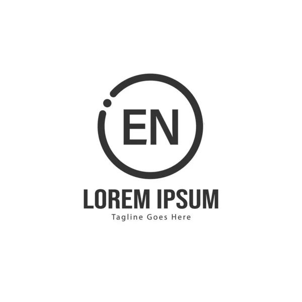 Modelo inicial do logotipo da EN com moldura moderna. Ilustração minimalista do vetor do logotipo da carta EN — Vetor de Stock