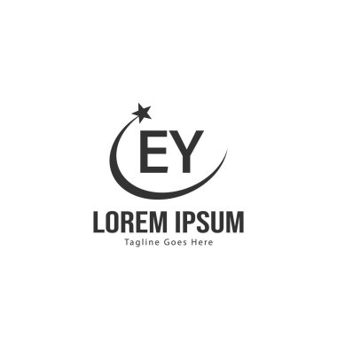 Modern çerçeveli ilk Ey logo şablonu. Minimalist Ey harf logosu vektör illüstrasyon