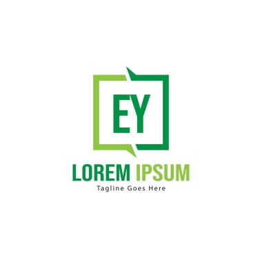 Modern çerçeveli ilk Ey logo şablonu. Minimalist Ey harf logosu vektör illüstrasyon