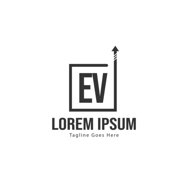 Plantilla de logotipo EV inicial con marco moderno. Ilustración de vector de logotipo de letra EV minimalista — Archivo Imágenes Vectoriales