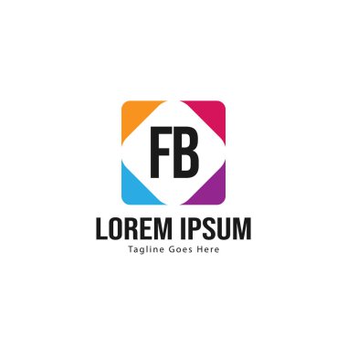 Modern çerçeveile ilk Fb logo şablonu. Minimalist Fb harf logo vektör illüstrasyon