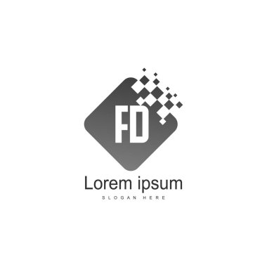 Modern çerçeveile ilk Fd logo şablonu. Minimalist Fd harf logo vektör illüstrasyon