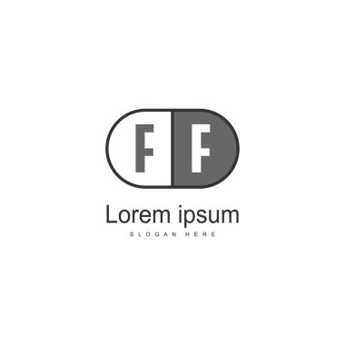 Modern çerçeveli ilk Ff logo şablonu. Minimalist Ff harf logo vektör illüstrasyon