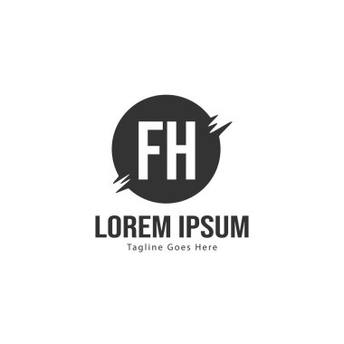 Modern çerçeve ile ilk Fh logo şablonu. Minimalist Fh harf logo vektör illüstrasyon