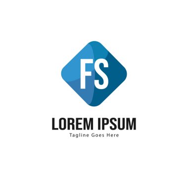 Modern çerçeveile ilk Fs logo şablonu. Minimalist Fs harf logosu vektör illüstrasyon