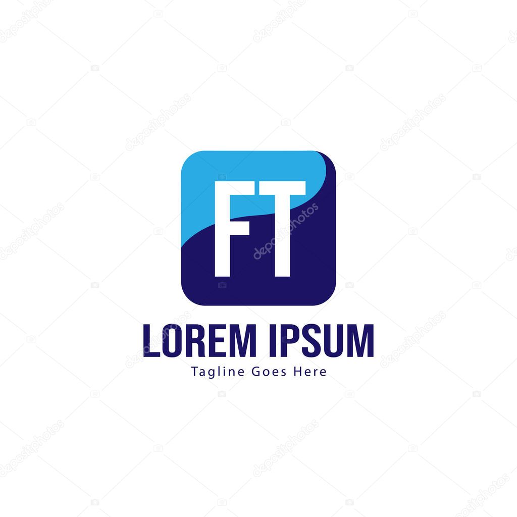 Initial FT logo template with modern frame. Minimalist FT letter logo vector illustration