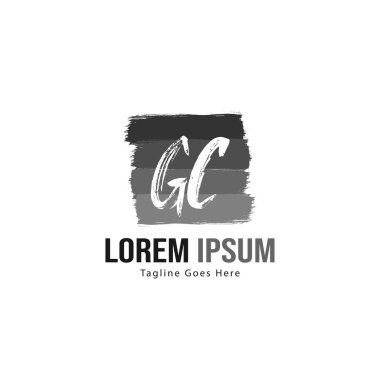 Modern çerçeveile ilk Gc logo şablonu. Minimalist Gc harf logo vektör illüstrasyon