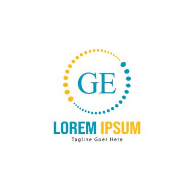 Modern çerçeveli ilk Ge logo şablonu. Minimalist Ge harf logo vektör illüstrasyon