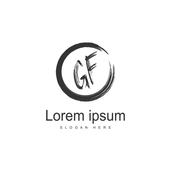 Modello iniziale di logo GF con cornice moderna. Illustrazione vettoriale del logo della lettera GF minimalista — Vettoriale Stock