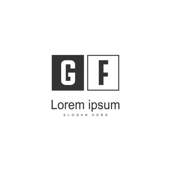 Első GF logó sablon modern kerettel. Minimalista GF levél logo vektor illusztráció — Stock Vector