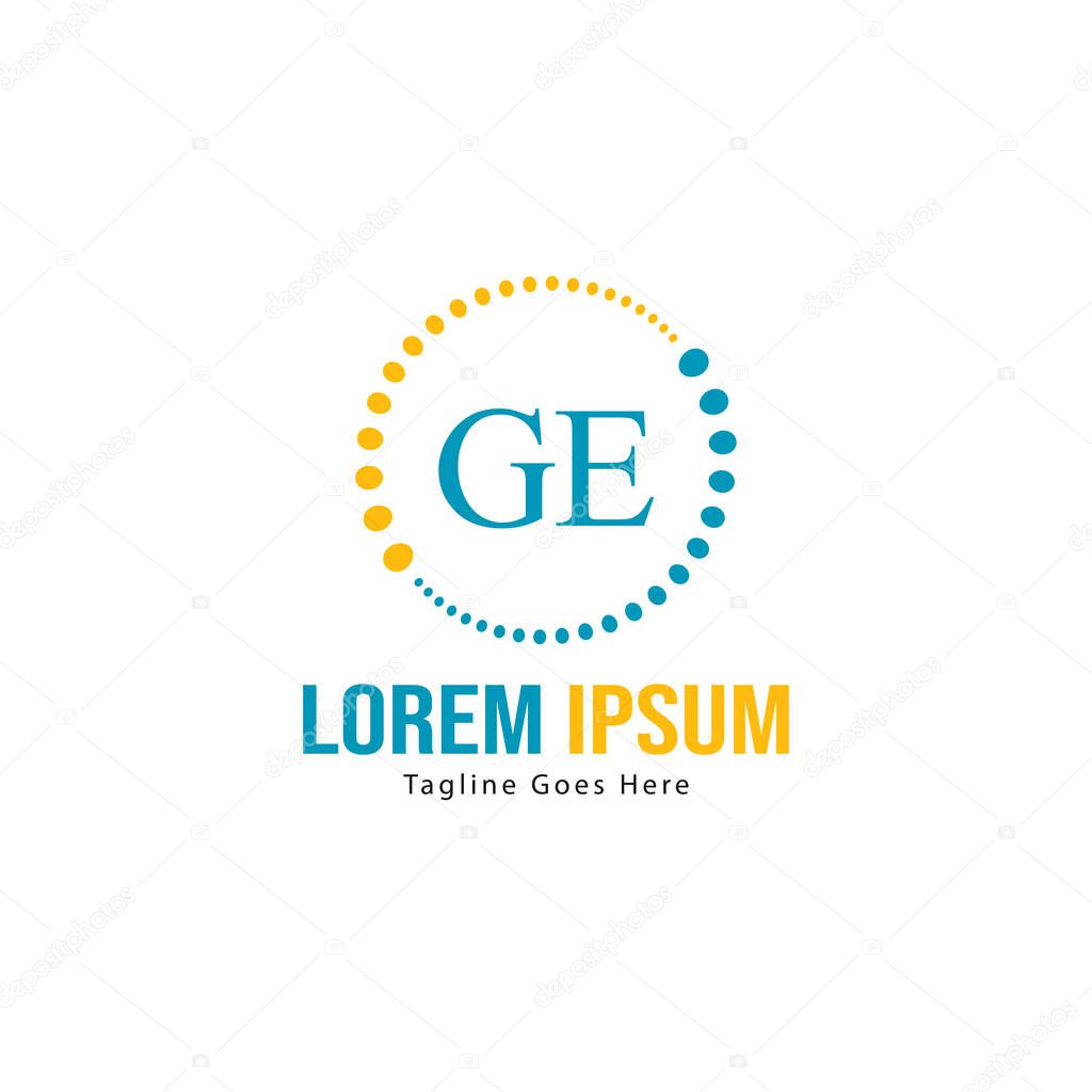 Initial GE logo template with modern frame. Minimalist GE letter logo vector illustration
