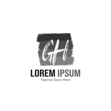 Modern çerçeveli ilk Gh logo şablonu. Minimalist Gh harf logosu vektör illüstrasyon