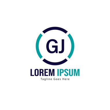 Modern çerçeve ile Ilk Gj logo şablonu. Minimalist Gj harf logo vektör illüstrasyon