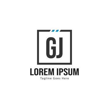 Modern çerçeve ile Ilk Gj logo şablonu. Minimalist Gj harf logo vektör illüstrasyon