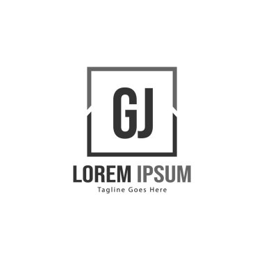 Modern çerçeve ile Ilk Gj logo şablonu. Minimalist Gj harf logo vektör illüstrasyon