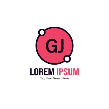 Modern çerçeve ile Ilk Gj logo şablonu. Minimalist Gj harf logo vektör illüstrasyon