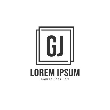 Modern çerçeve ile Ilk Gj logo şablonu. Minimalist Gj harf logo vektör illüstrasyon