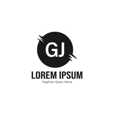 Modern çerçeve ile Ilk Gj logo şablonu. Minimalist Gj harf logo vektör illüstrasyon