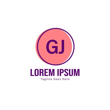 Modern çerçeve ile Ilk Gj logo şablonu. Minimalist Gj harf logo vektör illüstrasyon
