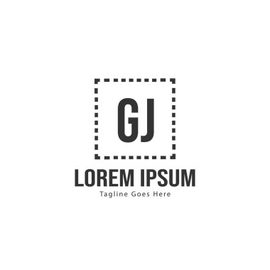 Modern çerçeve ile Ilk Gj logo şablonu. Minimalist Gj harf logo vektör illüstrasyon