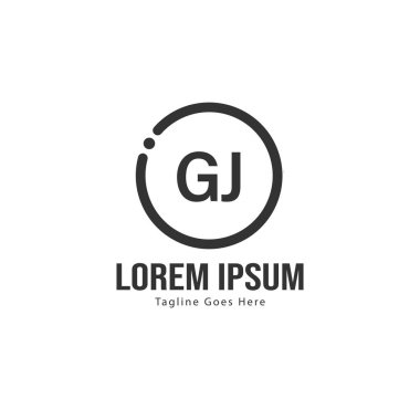 Modern çerçeve ile Ilk Gj logo şablonu. Minimalist Gj harf logo vektör illüstrasyon