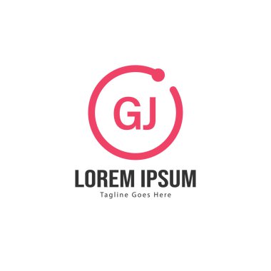 Modern çerçeve ile Ilk Gj logo şablonu. Minimalist Gj harf logo vektör illüstrasyon