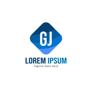 Modern çerçeve ile Ilk Gj logo şablonu. Minimalist Gj harf logo vektör illüstrasyon