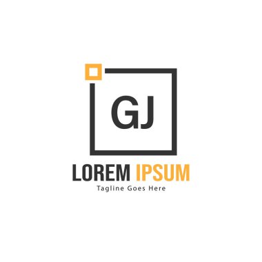 Modern çerçeve ile Ilk Gj logo şablonu. Minimalist Gj harf logo vektör illüstrasyon