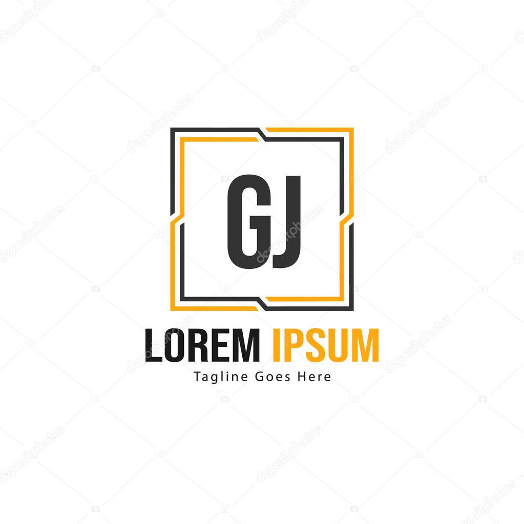 Initial GJ logo template with modern frame. Minimalist GJ letter logo vector illustration